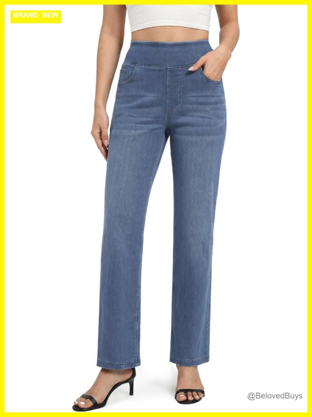Stretchy Straight Leg Jeans with Tummy Control Pull On